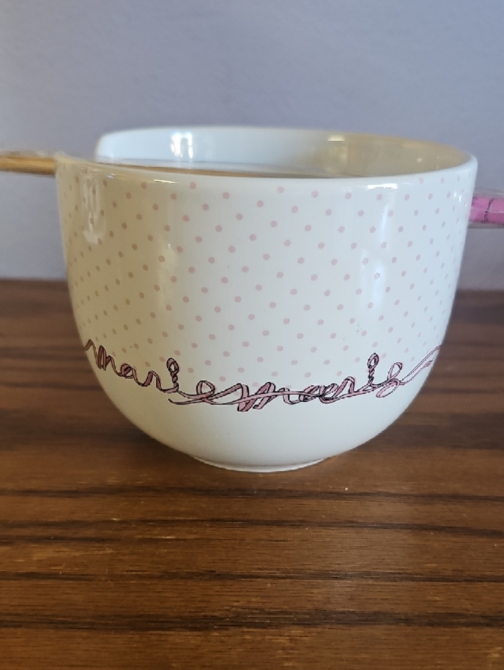 Disney The Aristocats Marie Bow Ribbon Ceramic Ramen Bowl with Chopsticks - Picture 5 of 9